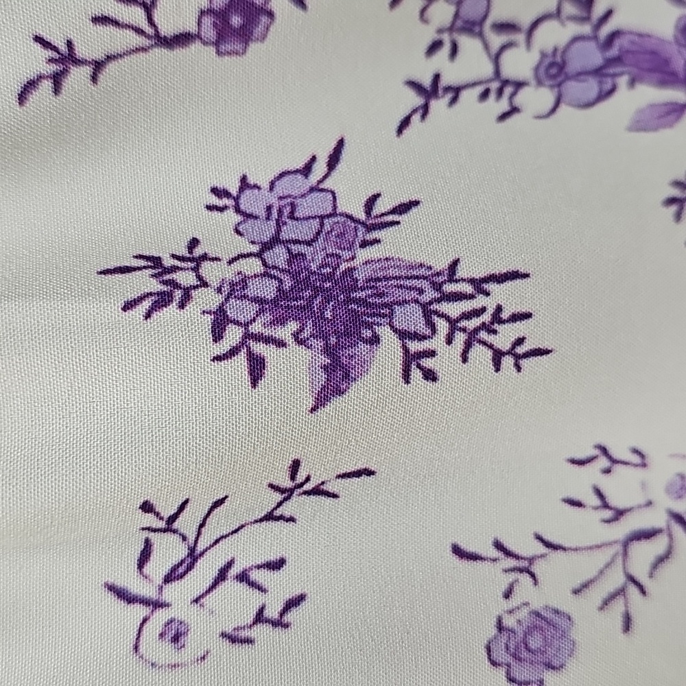 Floral Purple & White Milk Maid Style Dress Corset & Front Front Slit Size L - Picture 5 of 11